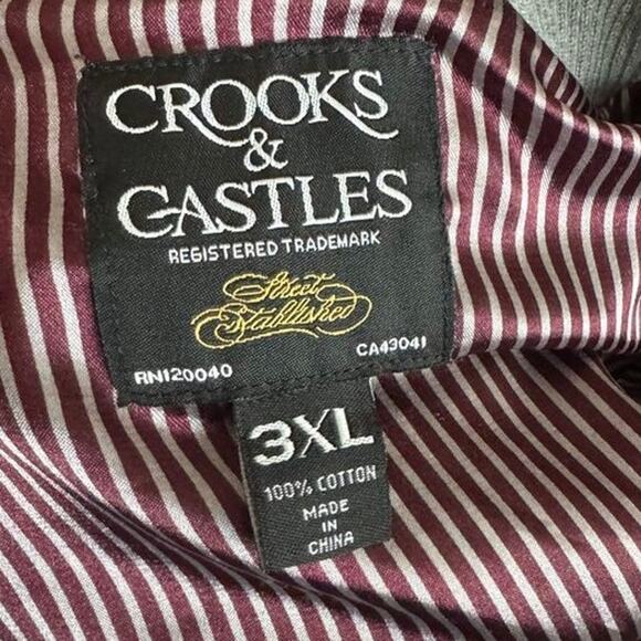 Crooks & Castles jacket 3XL, maroon/gray, “The Ruling Elite / Trouble Makers” - Picture 9 of 11